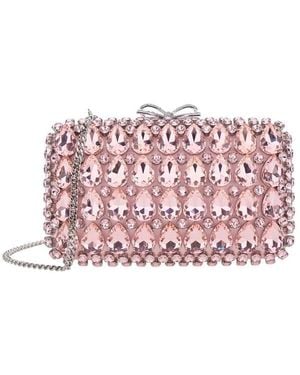 Self-Portrait Self-Portrait Satin Crystal Clutch Bag Clutch Bag With Crystals On The Front - Pink