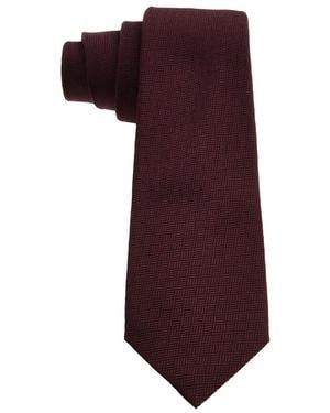 BVLGARI Burgundy"B3D" Fine Jacquard Silk Evening Tie - Purple