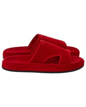 Ferragamo Velvet Slide Sandals - Red