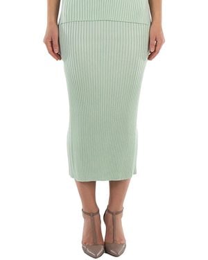 Jil Sander Ladies Apple Ribbed-Knit Midi Skirt - Green