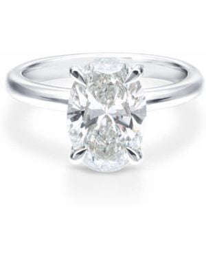 Brilliant Diamond 3 Carat Oval Lab Grown Solitaire Diamond Engagement Ring - White