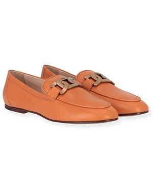 Tod's Tod's Leather Chain-Detail Loafers - Orange