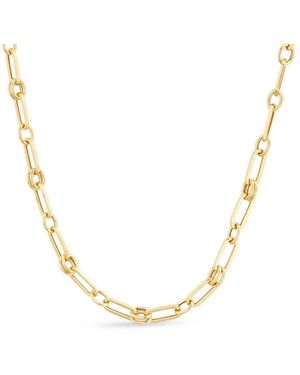 Tresorra 14K Paperclip Rondel Link Chain Necklace - Metallic