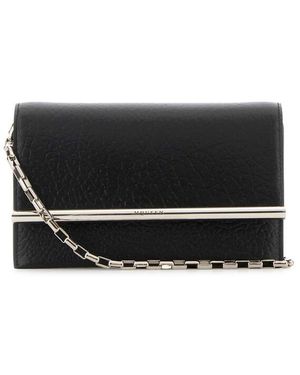 McQueen Leather Mini Cross-Bar Clutch - Black