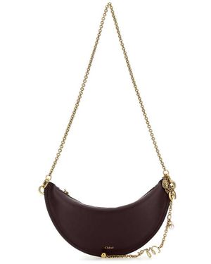 Chloé Chlo Aubergine Leather Mini Halfmoon Shoulder Bag - Multicolour