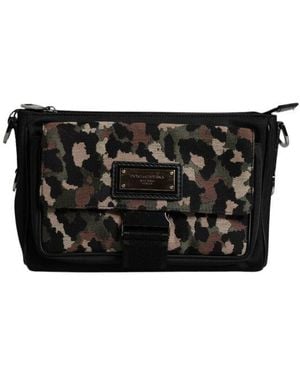 Dolce & Gabbana Leopard Jacquard Crossbody Bag - Black