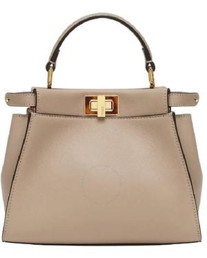 Fendi Peekaboo Leather Handbag - Natural