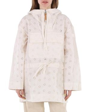 Moncler Ladies Natural Asnen Broderie Anglaise Jacket, Brand Size 2 (Medium) - Multicolor
