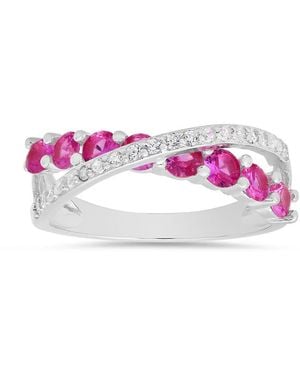 Kylie Harper Sterling Sapphire Cz Crossover Ring - Purple