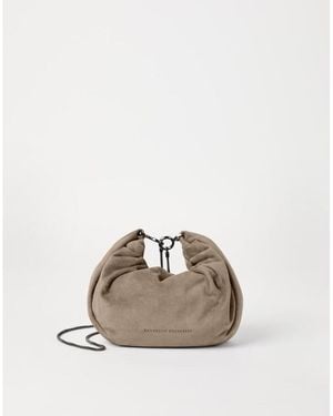 Brunello Cucinelli Light Suede Shoulder Bag - Natural