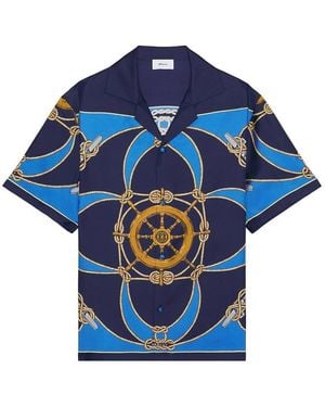 Bally Printed Short-Sleeve Silk Camp Shirt - Blue