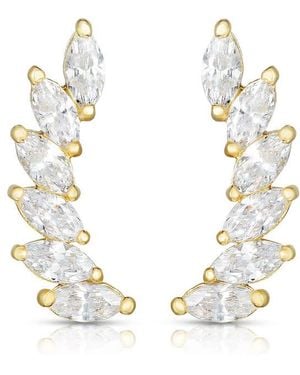 Kylie Harper Ladies 14K Petite Marquise-Cut Cz Ear Climber Earrings - Metallic