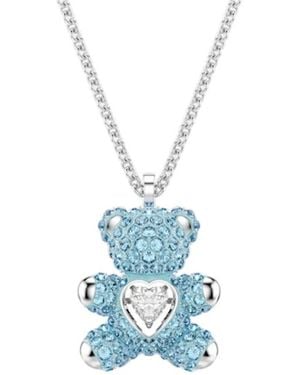 Swarovski Crystal Teddy Pendant Necklace - Blue