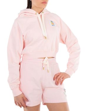 CASABLANCA Ladies Logo Patch Cropped Sweatshirt - Pink