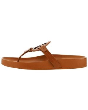 Tory Burch Miller Cloud Leather Thong Sandals - Brown