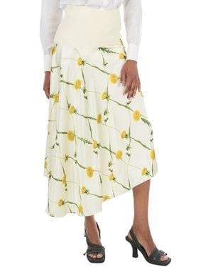 Burberry Dandelion-Print Asymmetric Skirt, Brand Size 2 Us - Yellow