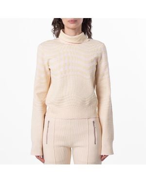 Burberry Warped Houndstooth Turtleneck Jumper - Natural