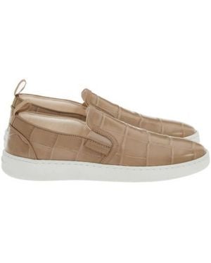 Ferragamo Fedra Croc-Embossed Slip-On Sneakers - Brown