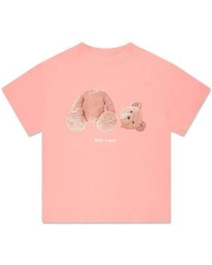 Palm Angels Girls Bear Logo T-Shirt - Pink