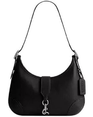 COACH Hampton Hobo Leather Shoulder Bag - Black