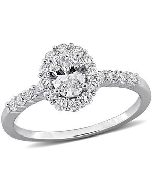 Created Forever 1Ct Tw Oval-Cut Lab-Grown Diamond Halo Engagement Ring - Metallic