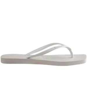 Havaianas Slim Square-Shape Rubber Flip Flops, Brand Size 35/36 (Us - White