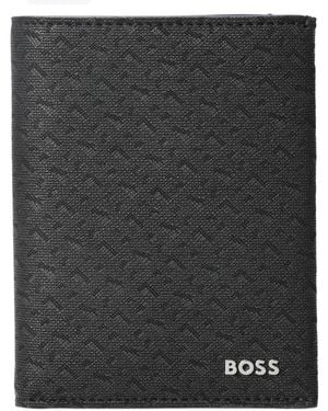BOSS Perforated Monogram Motif Daxter Card Case - Black
