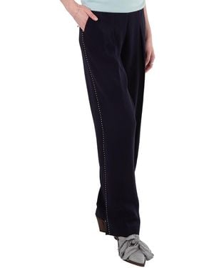 Victoria Beckham Ladies Midnight Slim Front Pleat Trousers - Blue