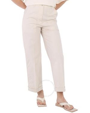 Moncler Ladies Natural Logo Patch Straight Leg Pants, Brand Size 42 (Us