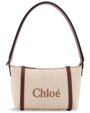 Chloé Chlo Chlo Carry Canvas Shoulder Bag With Logo Embroidery - Pink