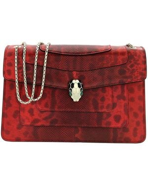 BVLGARI Serpenti Forever Shiny Karung Shoulder Bag - Red
