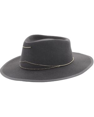 Van Palma Anna Draped Chain Merino Wool Fedora - Black