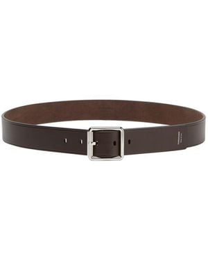 Ferragamo Rectangular Buckle Leather Belt - Brown