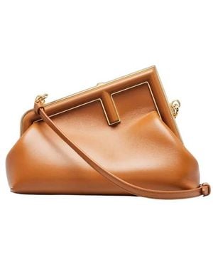 Fendi First Small Nappa Leather Clutch - Brown