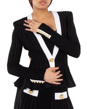 Balmain Button-Detailed Curved Hem Jacket, Brand Size 34 (Us - Black