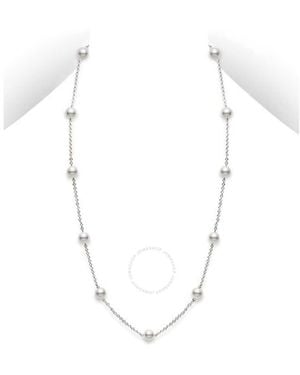 Mikimoto 5.5mm Akoya Pearl & 18k White Gold Station Necklace 18'' - Metallic