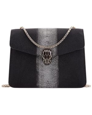 BVLGARI Stingray And Leather Serpenti Forever Crossbody - Black