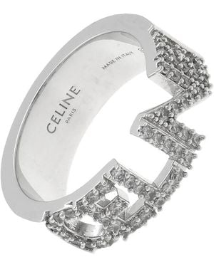 Celine Monochroms Strass Ring - Metallic