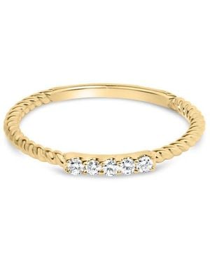 Haus of Brilliance 10K 1/10 Cttw Diamond 5 Stone Braided Shank Band Ring (I-J Colour, I2-I3 Clarity) - Metallic