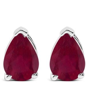 Haus of Brilliance 14K 6X4Mm Pear Shaped Ruby Solitaire Stud Earrings - Red