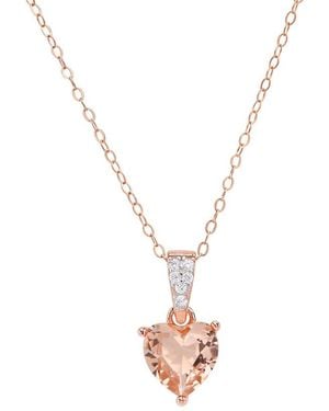 Kylie Harper 14K Rose Over Heart-Cut Morganite Cz Pendant - Metallic