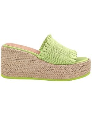 Ganni Tender Shoots Smock Espadrille Wedge Sandals - Green