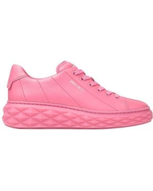 Jimmy Choo Diamond Light Maxi F Candy Nappa Leather Low-Top Sneakers, Brand Size 34.5 Us - Pink