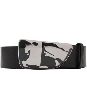 Burberry Shield Ekd Buckle Leather Belt - Black
