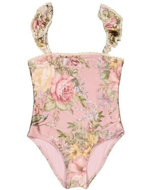 Zimmermann Girls Floral-Print Swimsuit - Pink