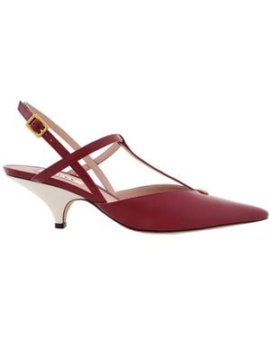 Bally Katy Slingback Leather Court Shoes, Brand Size 40 Us - Red