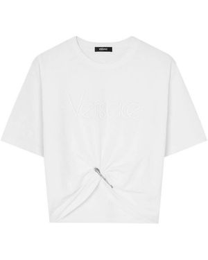Versace 1978 Re-Edition Logo Safety Pin T-Shirt, Brand Size 38 Us - White