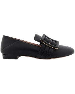 Bally Janelle Buckle Leather Loafers - Black