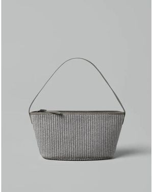 Brunello Cucinelli Light Woven Shoulder Bag - Grey