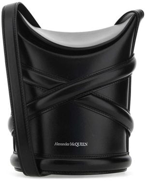 McQueen Leather The Curve Bucket Bag - Black
